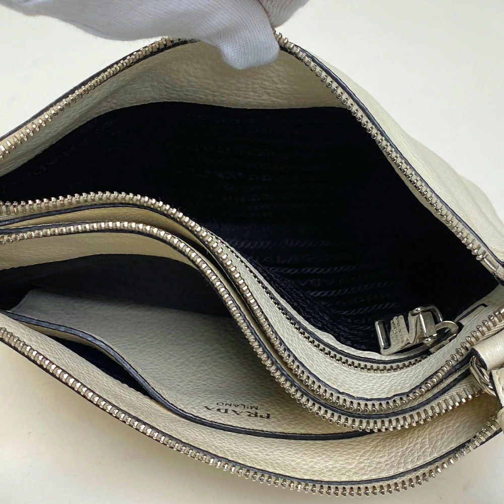 Prada Logo Shoulder Bag Crossbody Leather White - Picture 5 of 5